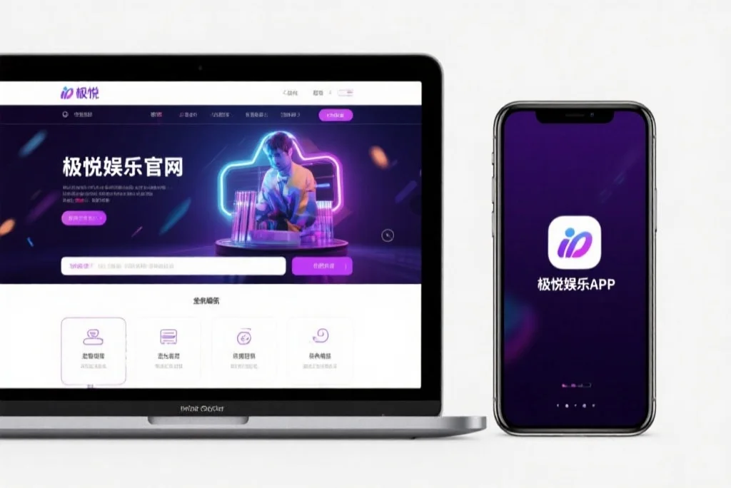 一台笔记本电脑屏幕上显示着恒盛娱乐官网的界面，旁边是一部手机显示着恒盛娱乐APP，两者并列对比